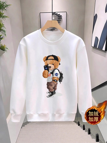 European Station Autumn/Winter New Arrival Trend Brand Crew Neck Fleece Print Hoodie, Versatile Casual Youth and Men