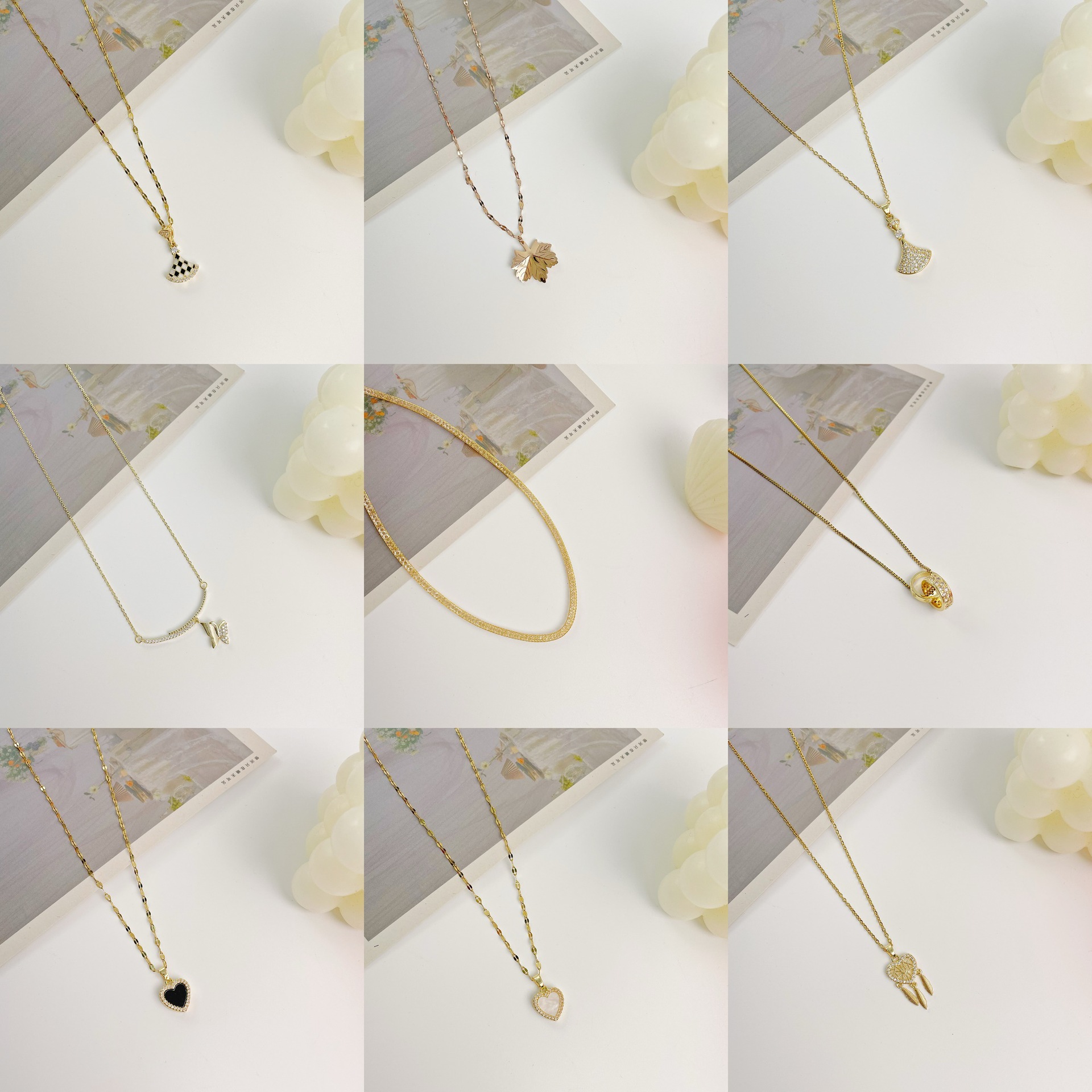 Fashion Round Rainbow Heart Shape Alloy Copper Plating Inlay Rhinestones Opal Shell Pendant Necklace