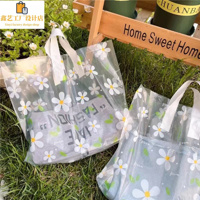 Transparent Chamomile Clothing Store Bag Gift Shopping Bag Small Fresh Packaging Bag Handbag Plastic Packaging Bag