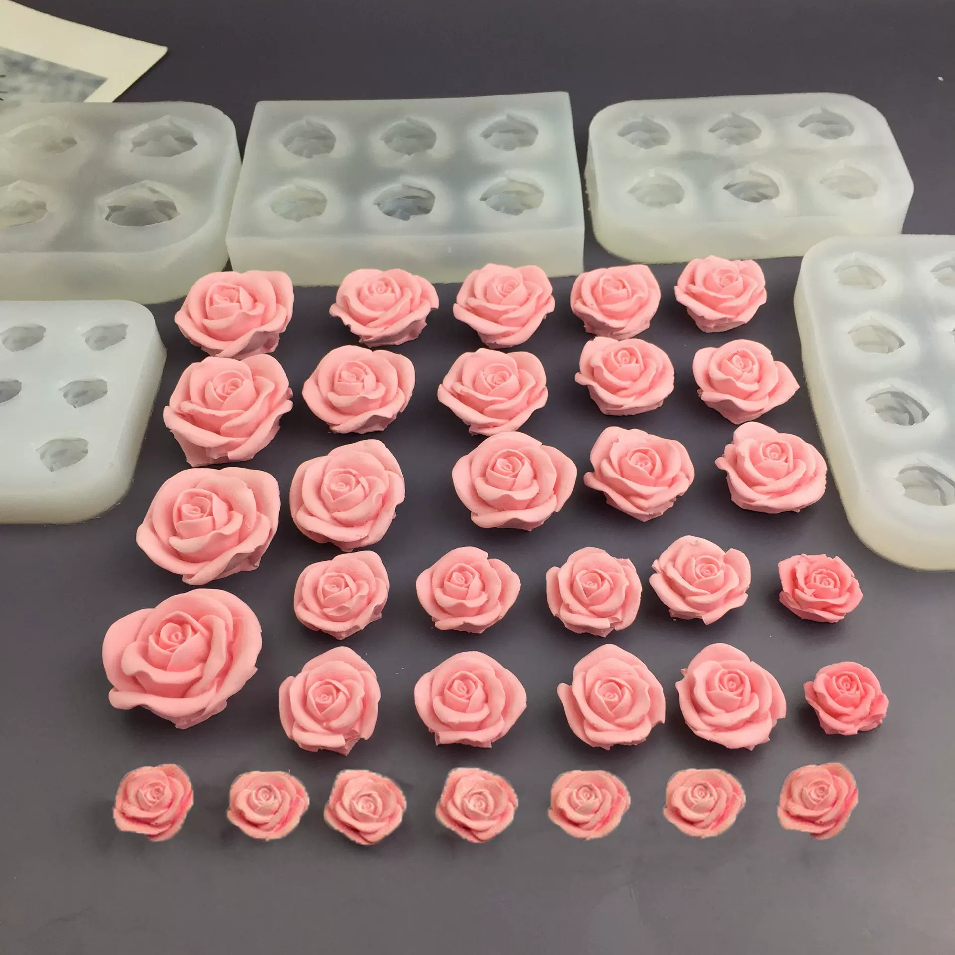 九连玫瑰花造型硅胶模具花朵DIY手工烘焙翻糖蛋糕模滴胶树脂模具