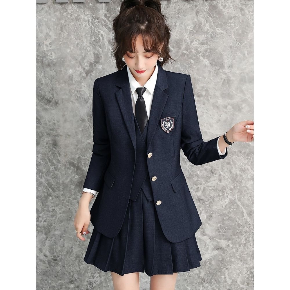 英伦学院风西装三件套女幼儿园老师园服jk制服套装高中生班服春秋