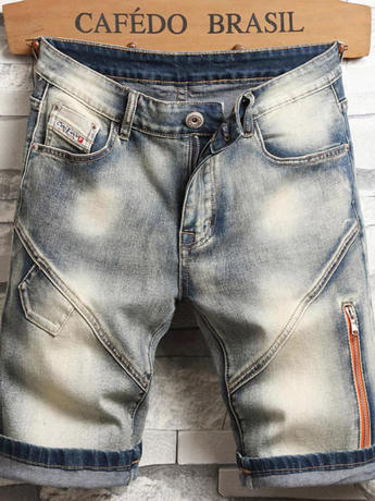 high quality Hong Kong Tsai Summer New Men's Denim Shorts Trendy Shorts Mid-length Pants Stretch Slim-fit Trendy 2024 Trendy Korean Style