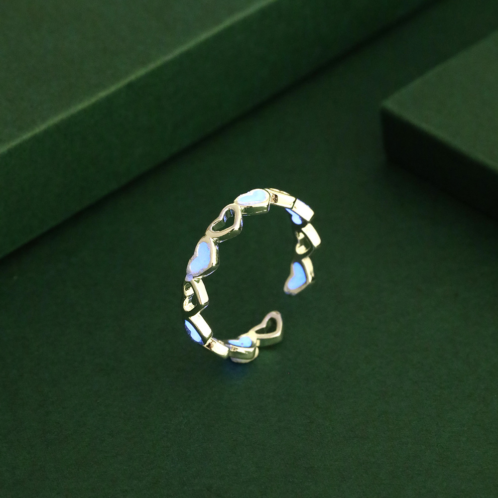 fashion luminous heart hollow ring wholesale Nihaojewelry