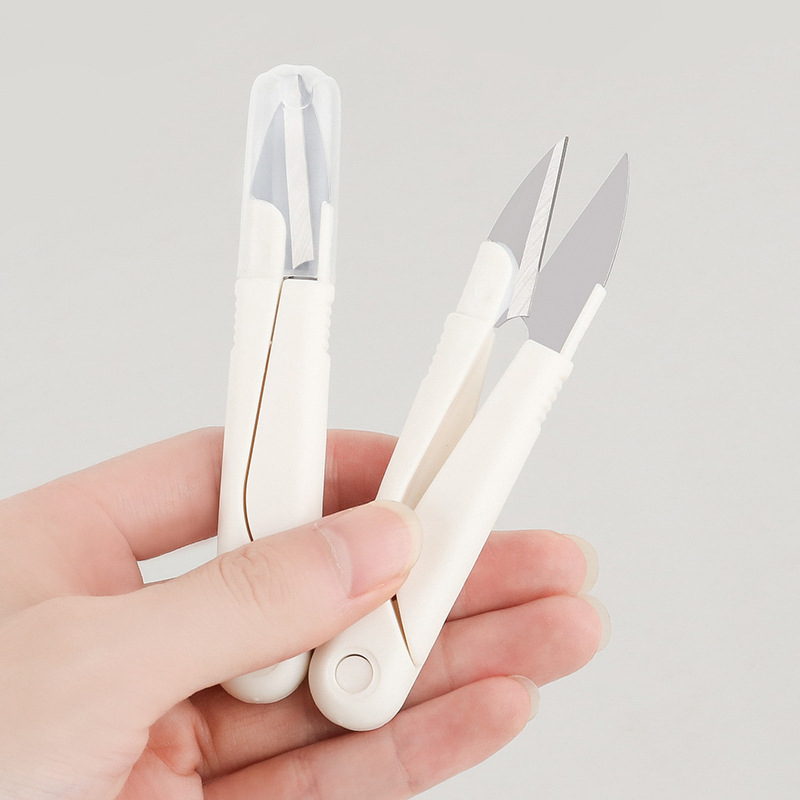 (2개) U 자형 스프링 재봉 수제 작은 가위 크로스 스티치 스레드 트리밍 스테인레스 스틸 가위 절단 뾰족한 가정용 휴대용