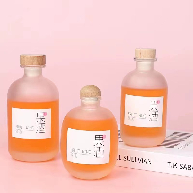 500ML青梅酒瓶375蒙砂玻璃大肚瓶250ml透明玻璃空酒瓶泡酒瓶