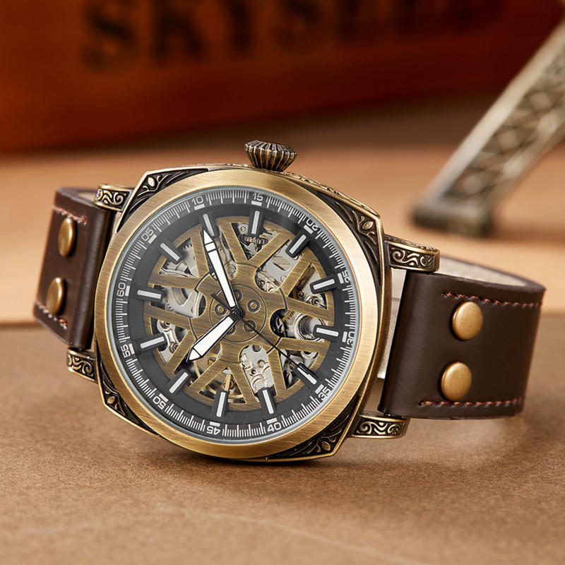 Reloj suizo SHENHUA Venta caliente reloj mecánico movimiento impermeable reloj luminoso hombres hueco moda reloj de pulsera