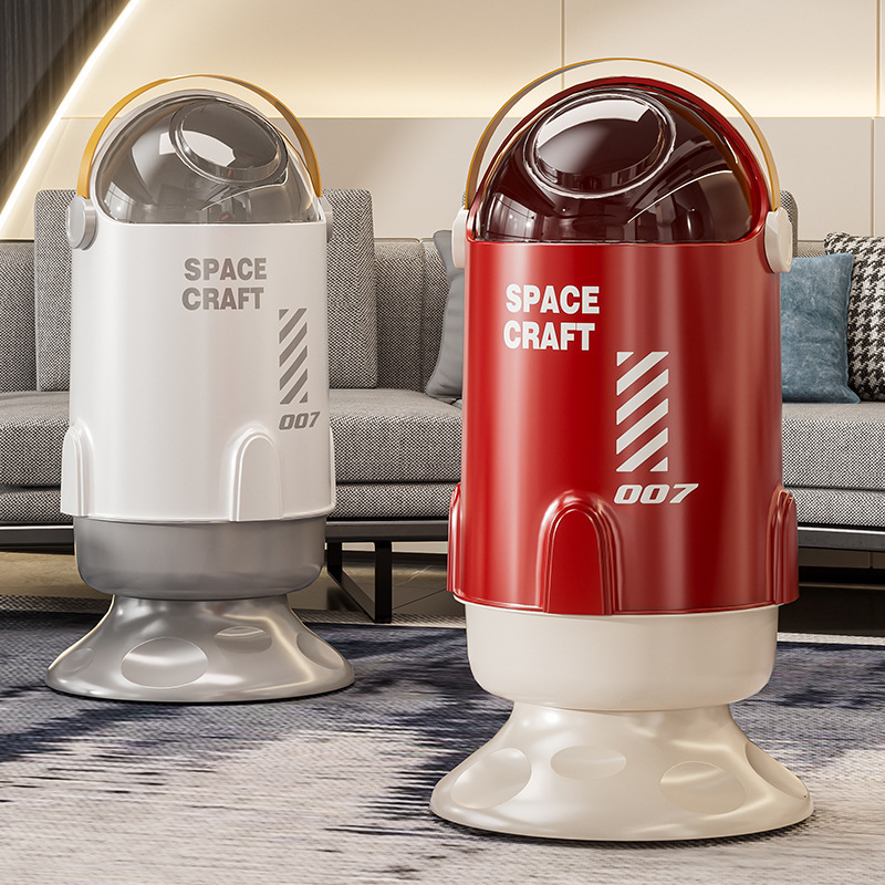 Creative Rocket-Shaped Trash Can for Home Use, Double-Layer Flip-Top Design, High Aesthetic Value, Large Capacity Trash Bin for Living Room, Bedroom, Office Creative Rocket-Shaped Trash Can for Home Use, Double-Layer Flip-Top Design, High Aesthetic Value, Large Capacity Trash Bin for Living Room, Bedroom, Office