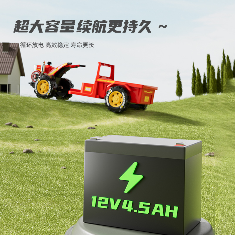 Los niños pueden sentarse en el tractor eléctrico de cuatro ruedas con bucket para dos personas, niños y niñas, control remoto de automóviles, educación temprana