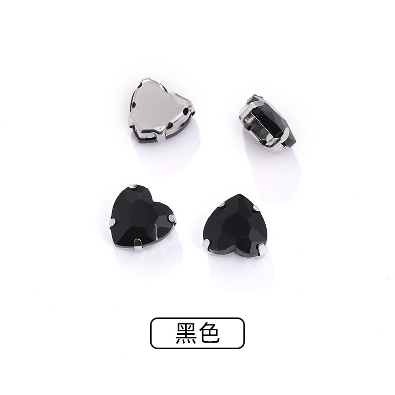 网红爆款桃心爪钻带孔爱心手工玻璃水晶钻活动礼服婚纱服饰手缝钻|undefined