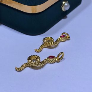 18K Gold Rolled Snake Zirconium Necklace Au750 Color Gold Necklace Inlaid with Zircon for Women with Clavicle Chain Water Shell Gold Wholesale