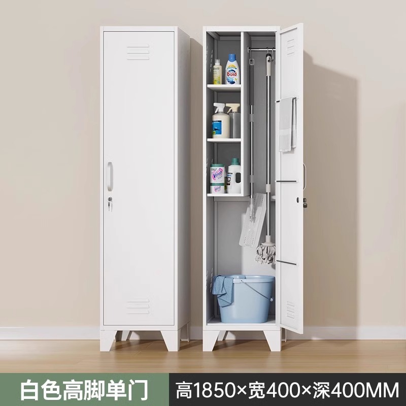 Gabinete de limpieza de acero inoxidable hogar fregona escoba aspiradora artículos diversos gabinete de limpieza herramientas de almacenamiento armario de limpieza