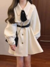 娃娃领毛呢外套女秋冬新款感小个子韩系气质呢子大衣短款