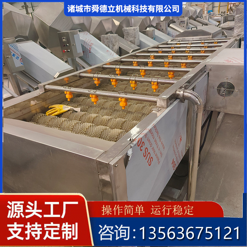 多功能果蔬清洗机平行毛辊清洗线芋头马蹄高压喷淋毛刷洗泥机