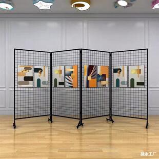Folding Grid Display Stand Kindergarten Painting Exhibition Calligraphy Art Painting Works Exhibition Stand Subway Grid Direct Sales