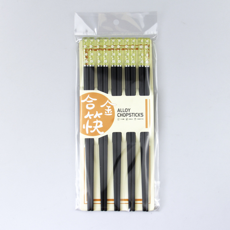 食福乐 クリエイティブでロマンチックな白琥珀桃の花箸 5膳セット カードバッグ入り 健康的な家庭用合金箸 結婚式用|undefined