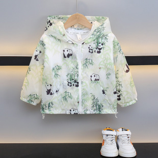 Boys 2025 New Summer Thin Sun Protection Clothing New Kidsren's Long-Sleeved Hooded Sun Protection Clothing Blouse Baby Fashionable