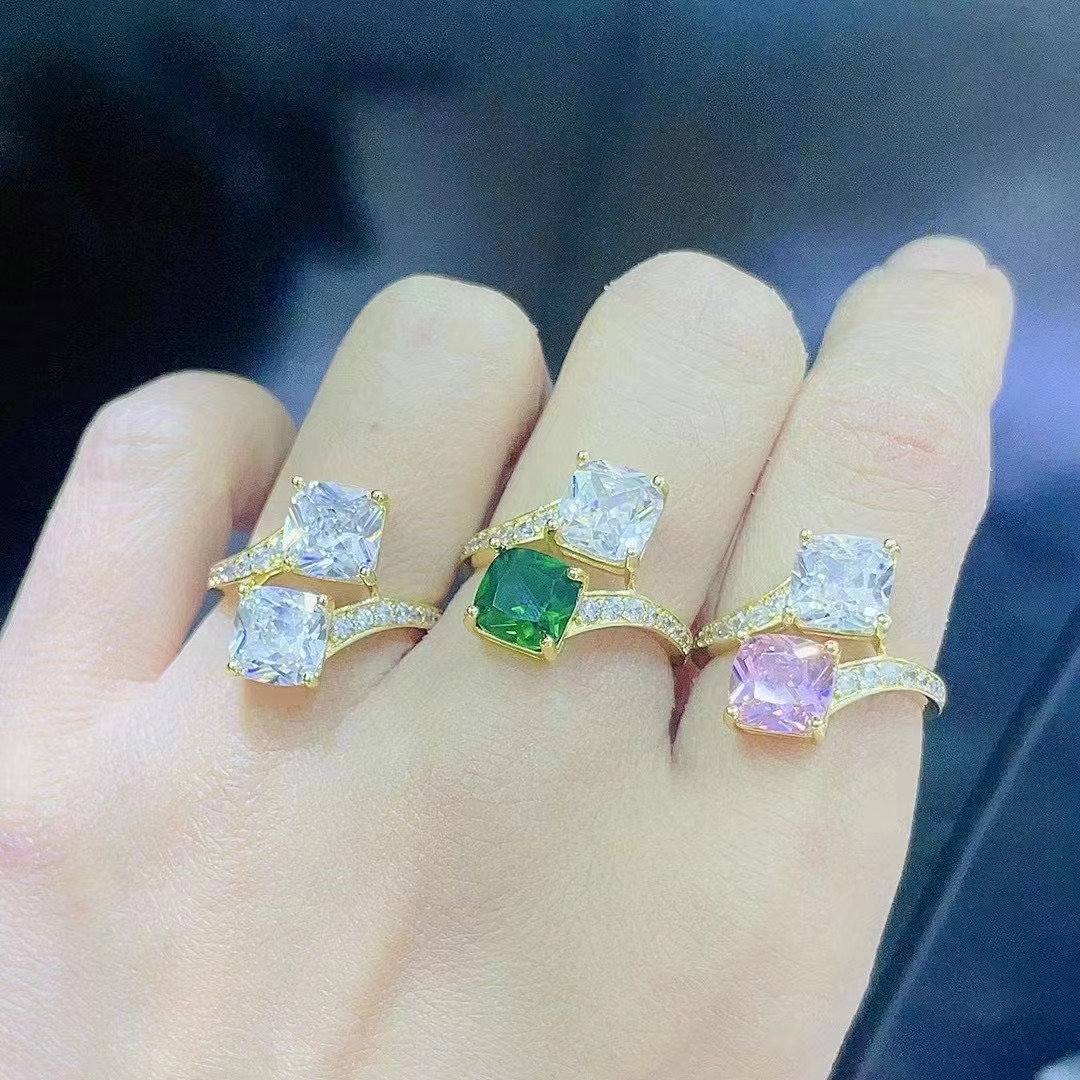 15g Weight Zircon Inlay Material Open Ring Classification Adjustable Ring Size 1 Piece Quantity Basic Geometric Copper Inlay Zircon Open Ring