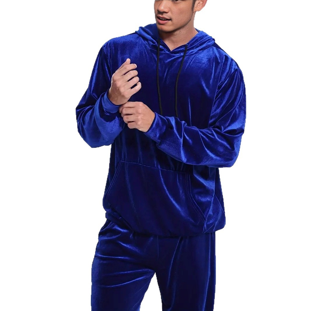 Europäisches und amerikanisches Cross-Border Herren-Freizeit-Sweatshirt mit Kapuze, einfarbig, langärmelig, aus Samt, Jogginghose_voghion.com