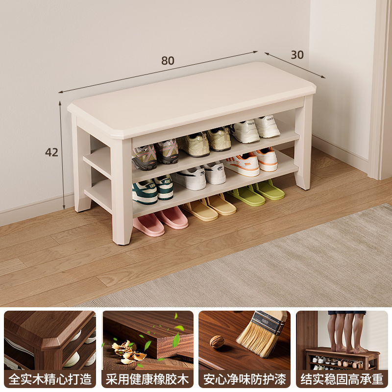 Estante de zapatos de madera maciza multicapa puerta doméstica taburete de zapatos de cambio de puerta 2025 nuevo gabinete de zapatos interior sin instalación integral