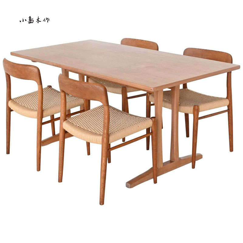 Non-Real Shot Replica Retro Dining Table Mcm Vintage Furniture Burmese Teak Dining Solid Wood Rectangular
