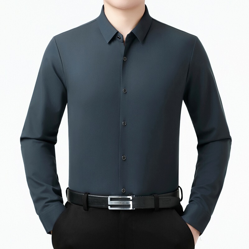 High-End Cashmere Shirt for Men 2026 Spring and Autumn Business Non-Iron Middle-Aged Dad's Top Non-Iron Wrinkle-Resistant Men's Shirt High-End Cashmere Shirt for Men 2026 Spring and Autumn Business Non-Iron Middle-Aged Dad's Top Non-Iron Wrinkle-Resistant Men's Shirt