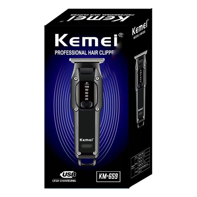 Kemei cortapelos eléctrico KM-659 Amazon popular cortadora de cabello profesional USB carga rápida peluquería cortadora de cabello