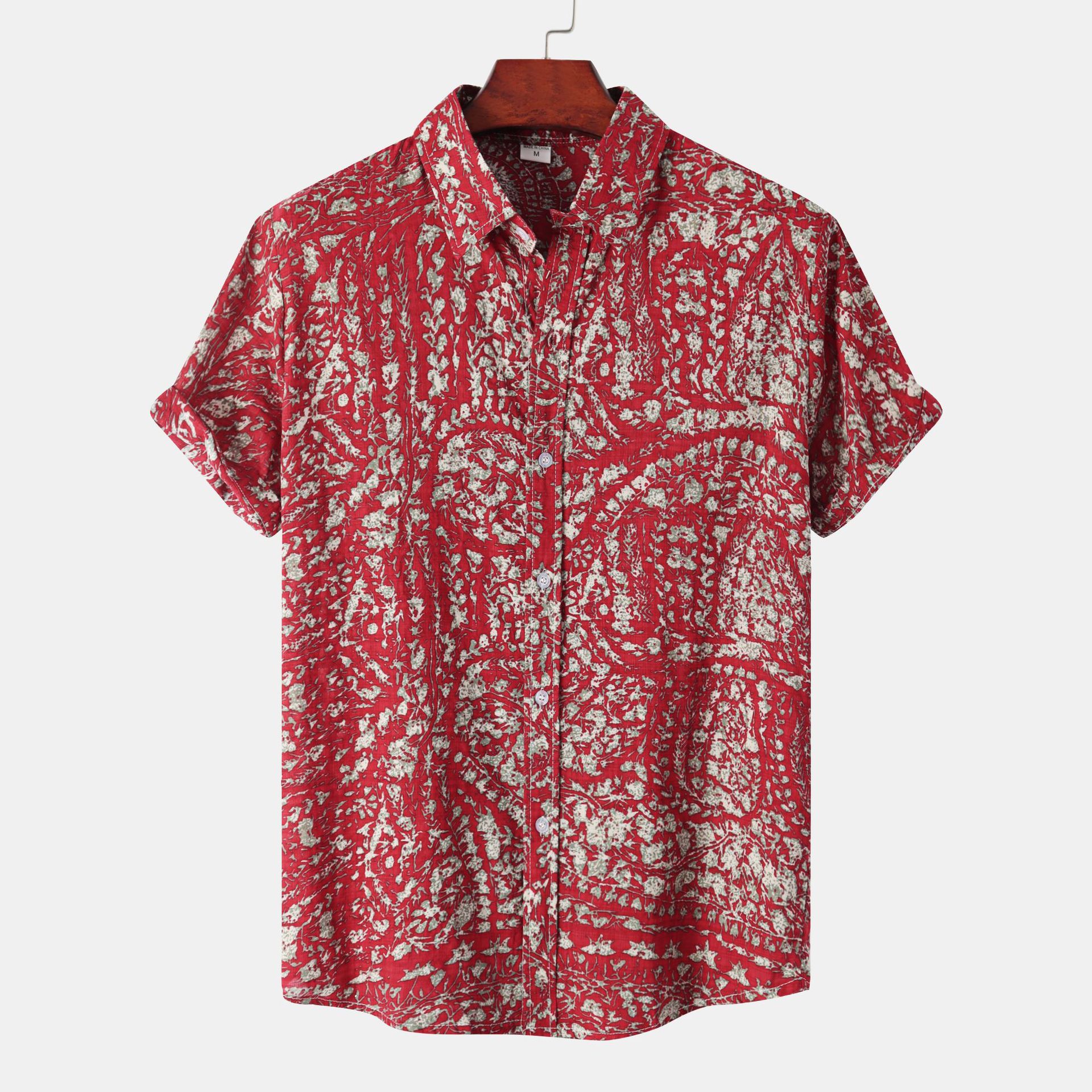 Comercio exterior AliExpress 2022 verano nueva camisa floral impresa de manga corta para hombres Camisa de manga corta para hombres florales europeos y americanos para hombres