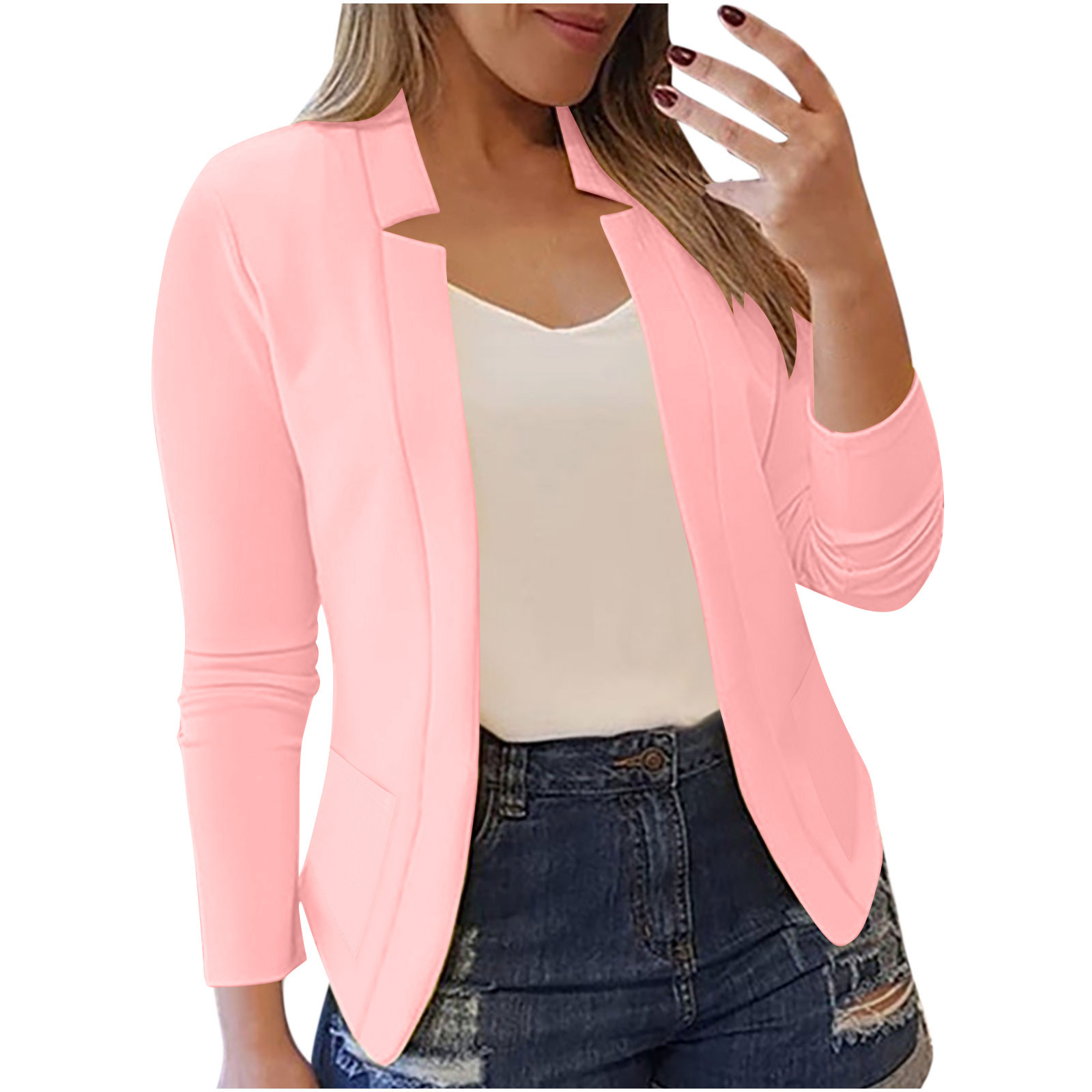 2024 Autum Witer New Amazo Wish Hot-Sellig Solid Color Casual Professioal Pocket Small Blazer Jacket Wome's_voghion.com