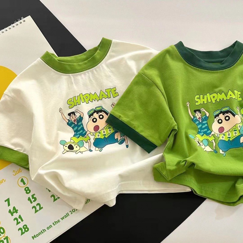 Cotton summer children's cartoon short sleeve T-shirt for boys with…