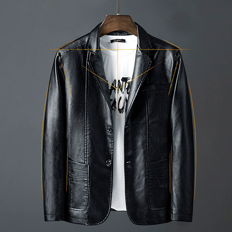 Polyurethane classic suit jacket, slim fit, Korean style
