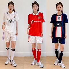 ワールドカップのサッカー服の女性のスーツは学生の運動訓練服の女子学生の試合のユニフォームのc羅のサッカー服を印刷します。