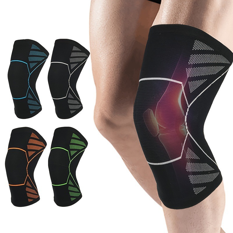 运动针织提花护膝尼龙弹力加压护膝篮球健身羽毛球跑步防滑护膝|ms
