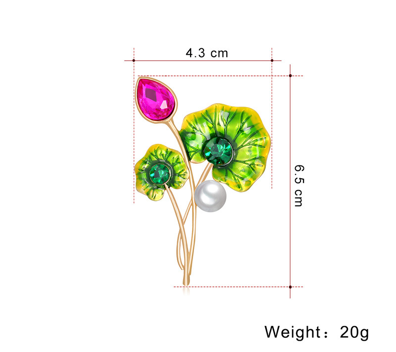 Fashion Lotus Leaf Alloy Inlay Artificial Pearls Rhinestones Women's Brooches display picture 1