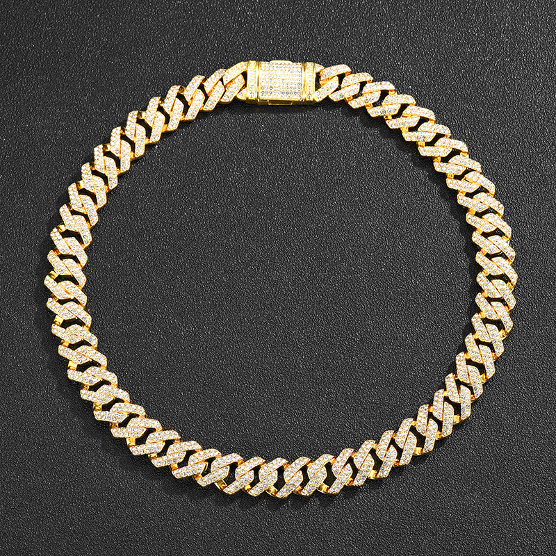 Herren Cuban Link Diamantkette, Hip-hop Schmuckhalskette_voghion.com