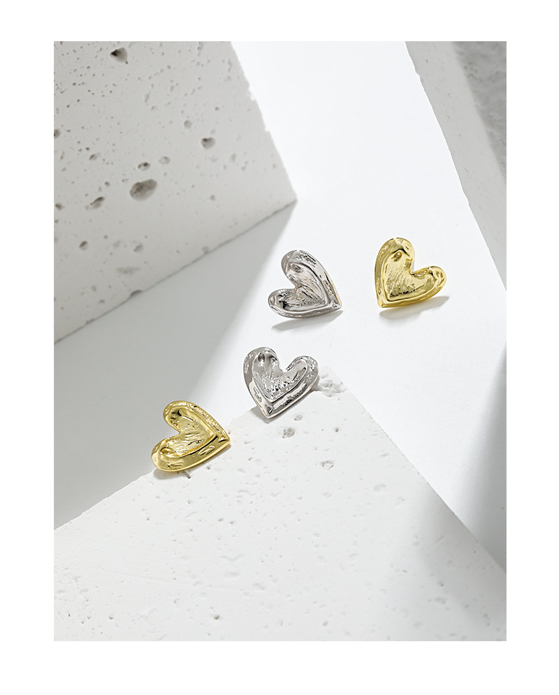 0.03µm Gold Plating Thickness 1 Pair 925 Sterling Silver Heart Shape Ear Studs