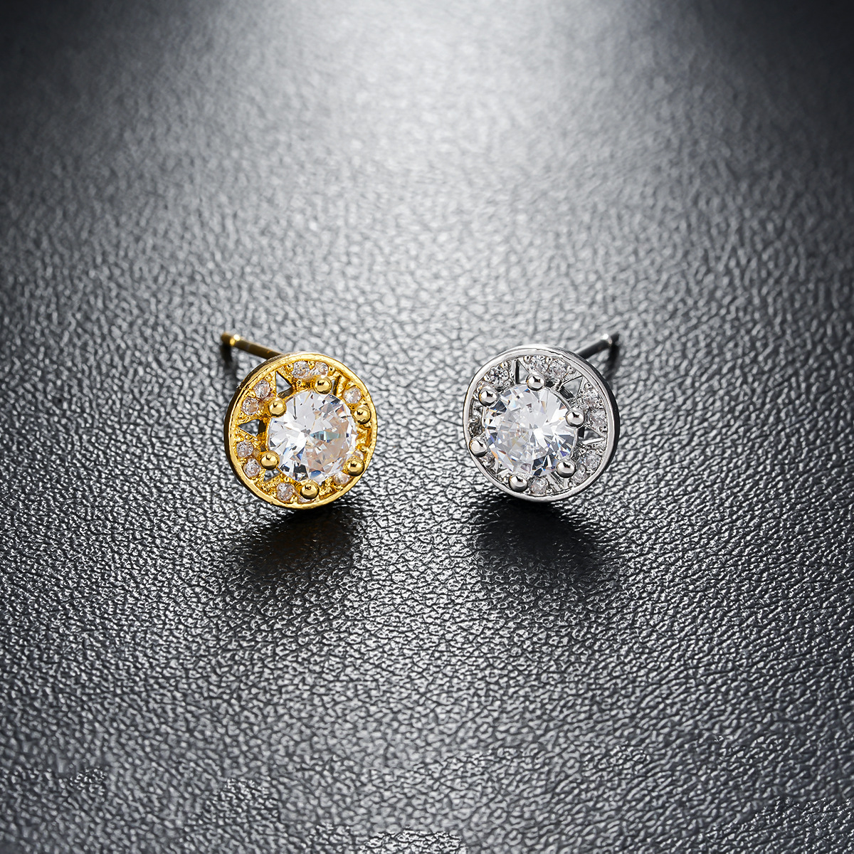 Full diamond earrings men's fashion simple ruffian handsome high-end earrings women's niche design jewelry cross-border earrings wholesale