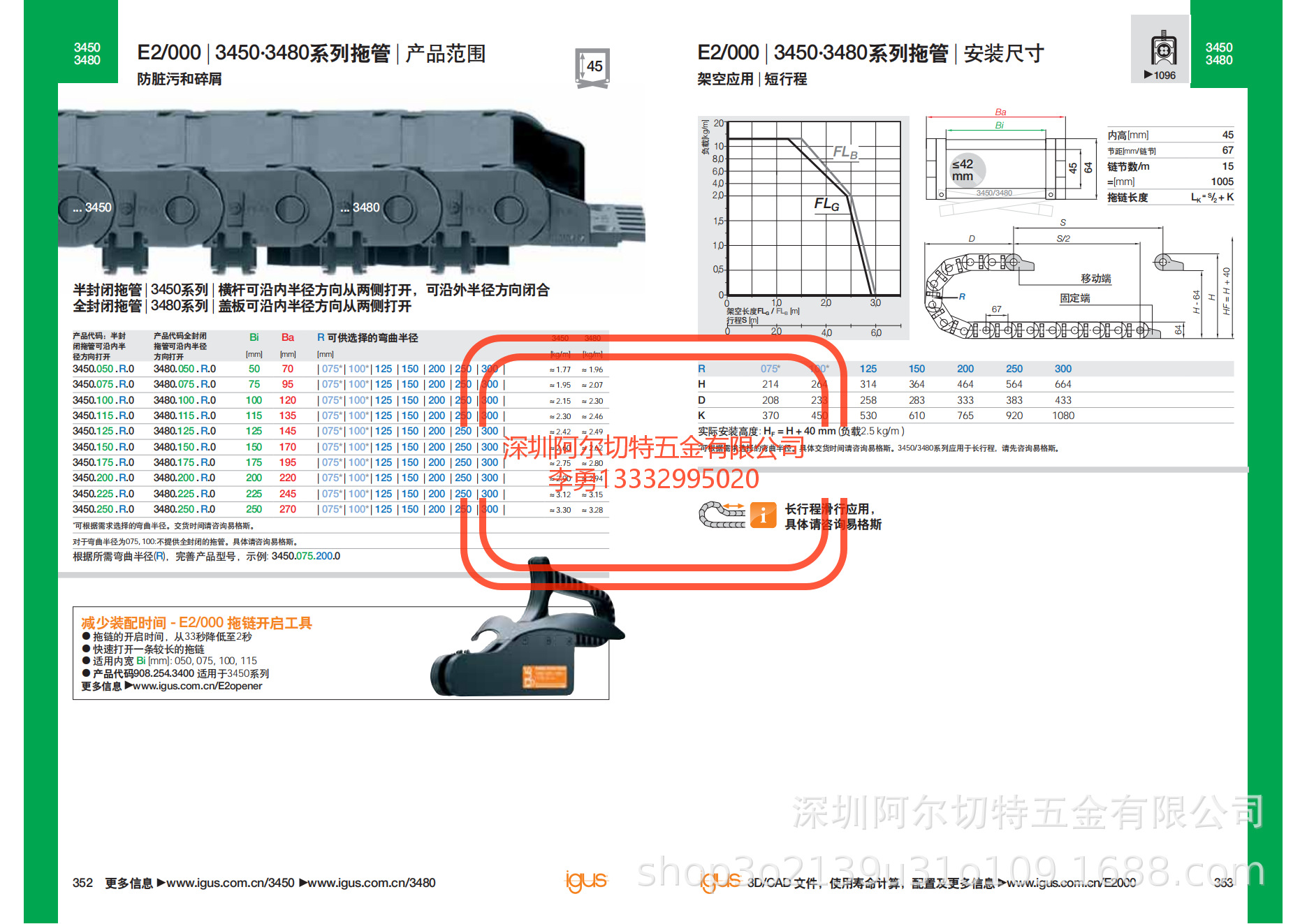 易格斯 IGUS  E2/000 3400-3480全能型 系列拖链   高性价比  可