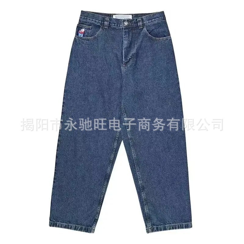 流行のヒップホップのアメリカのレトロな春と秋の新型の個性のゆったりしているストレートのジーパンの広い足のカジュアルなモップのズボン|undefined