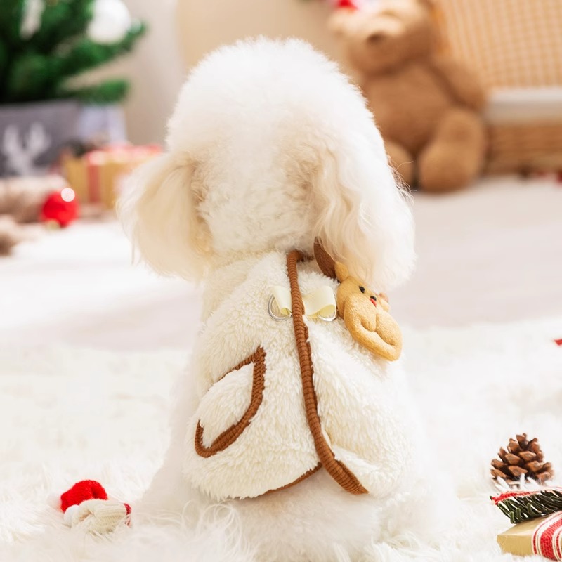 Otoño y invierno perros de Navidad alces cálidos chalecos de peluche accesorios de Papá Noel gatos Teddy Bear mascotas ropa de perro
