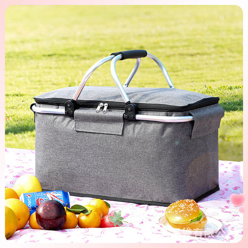 ✅ Insulated picnic basket with foldable ice pack, outdoor insulated cooling carrying basket manufacturer