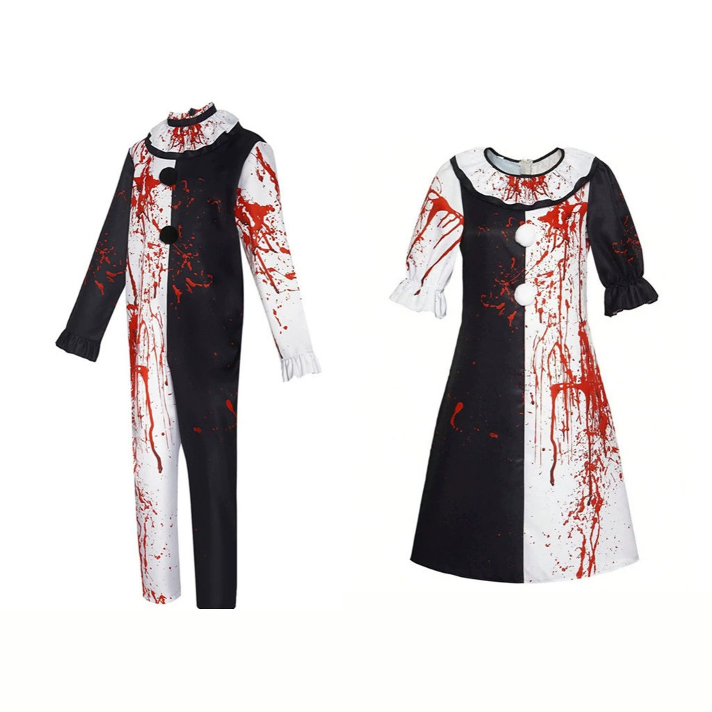 Halloween Blood-Stained Clown Performance Costume Horror Role-Playing Quirky Cross-Border Stage Cosplay Outfit