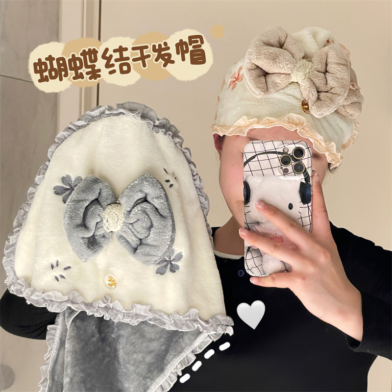 2024 nuevo lindo sombrero de cabello seco para mujeres super absorción de agua secado rápido paquete de pañuelo grueso para frotar el cabello largo toallas de cabello seco