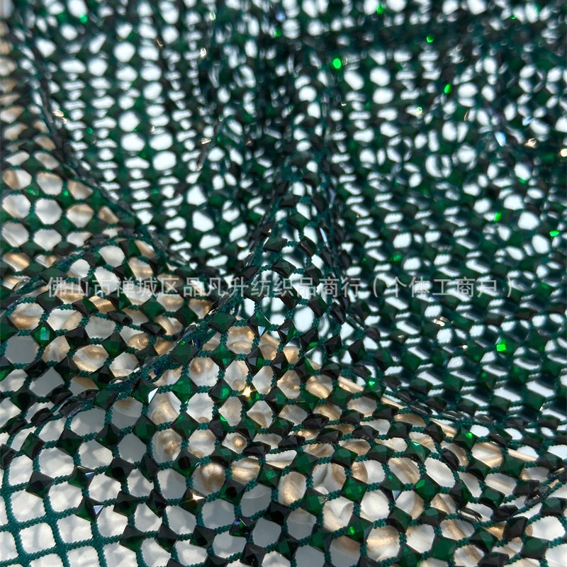 Fabricantes de venta al por mayor tortuga de vidrio caliente taladro tela de malla elástica cena de fiesta espectáculo de escenario tela de vestido