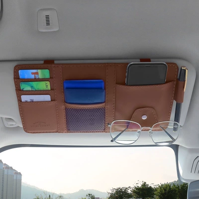 Car Glasses Clip/Bill Clip – Set - brown-no-zipper