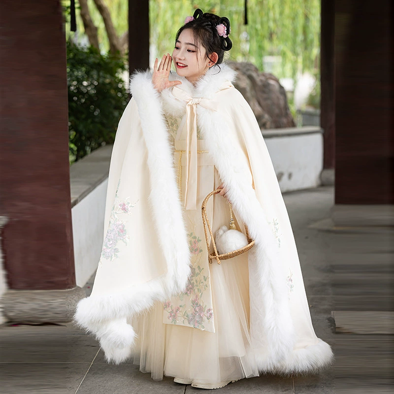 Детский костюм Ханьфу в китайском стиле, сказочный наряд в стиле династии Тан для девочек, новогодний наряд для малышей, утепленная осенне-зимняя версия.