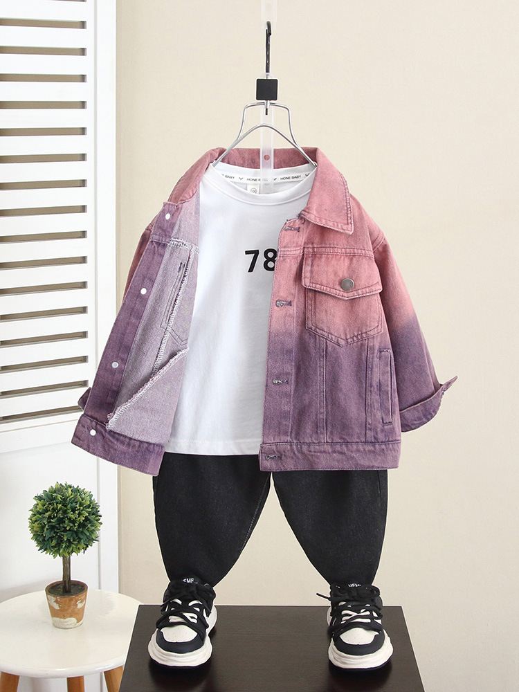 6170 Chaqueta de mezclilla para niños Chaqueta de moda para niños de otoño 2025 nuevo estilo de primavera y otoño para bebés ropa exterior fresca de moda