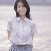 衬衣2024新款夏季韩版学院风小众上衣女士小个子清纯白色短袖衬衫