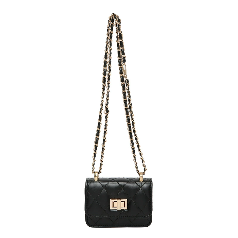 Mini Quilted Shoulder Bag, Small Chain Strap with Turn-Lock, Trendy Spring Accessory