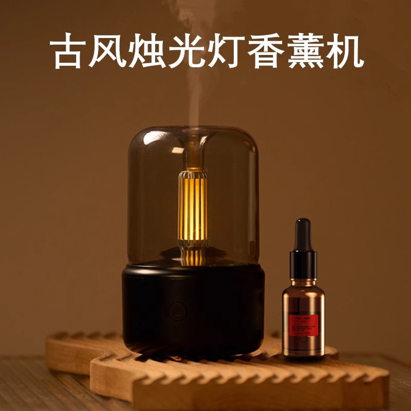 2025新款超声波款仿真烛光香薰机办公室酒店卧室床头柔光加湿器|undefined