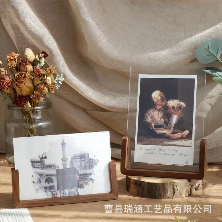 Table photo frame from natural wood